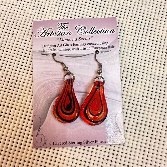 Lot of 2 Dangling Earrings New Multicolored Boho Art Glass‎ - Picture 2 of 7